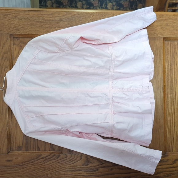 Christopher & Banks Pale Pink Peplum Button Down 100% Cotton Jacket Size X - Picture 7 of 9